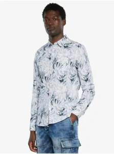 Light blue mens floral shirt Desigual Cam Angelo - Men #2220683