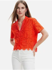 Orange Desigual Preston Lace Shirt - Women #2219621