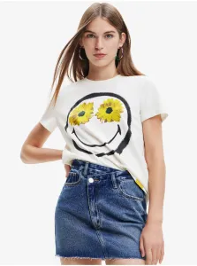 White Desigual Margarita Smiley T-Shirt - Women