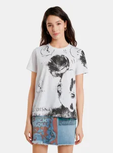 White Desigual Mickey Patterned T-Shirt - Women