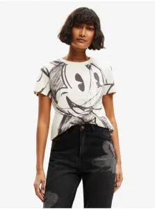 White Desigual Mickey Trazos T-Shirt - Women #2219585