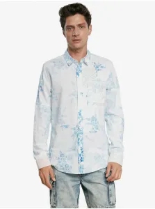 White Mens Floral Shirt Desigual Cam Alberico - Men #2220628