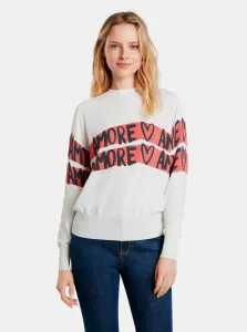 White women's sweater with inscriptions Desigual Amore Amore - Women #2220474