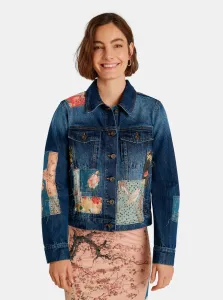 Blue Women Patterned Denim Jacket Desigual Japo Patch - Women