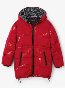 Red Girly Winter Quilted Coat Desigual Letters - Girls #2220759