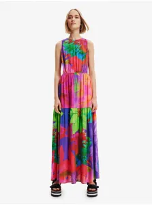 Purple-pink Women's Patterned Maxi-Dress with Necklines Desigual Sandall - Ladies #1957463