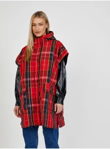 Red Checkered Winter Vest Desigual Scottish Squares - Ladies