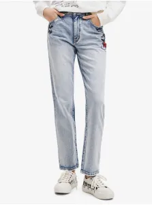 Light blue women straight fit jeans Desigual Mickey Rock - Women #2488637