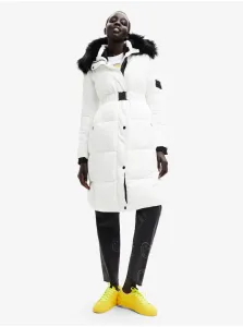 White Ladies Winter Quilted Coat Desigual Sundsvall - Ladies #2219589