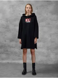 Black Women's Oversize Hooded Sweatshirt Dress Diesel - Women
