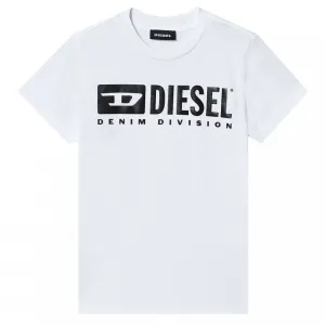 Diesel Boys Cotton Logo T-shirt White - WHITE 8Y