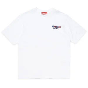 Diesel TJUSTWAVES Logo Print T-shirt White - 10Y BIANCO