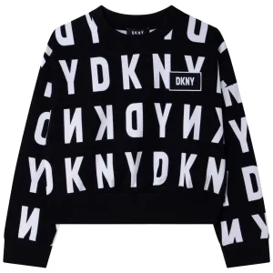 DKNY girls Iconic Logo Sweater Black - 10Y Black