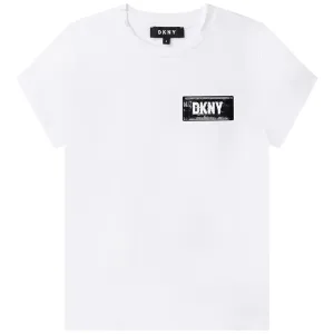 Dkny Girls Logo T-shirt White - 8Y WHITE