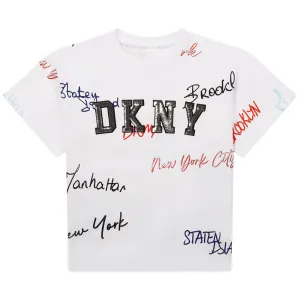 Dkny Girls Sequin Logo T-Shirt White - 10Y WHITE