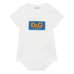 Dolce & Gabbana Jersey babygrow with logo print white - 0M WHITE