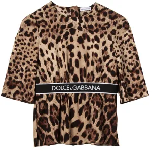 Dolce & Gabbana Girls Leopard Print Blouse Brown - 10Y BROWN