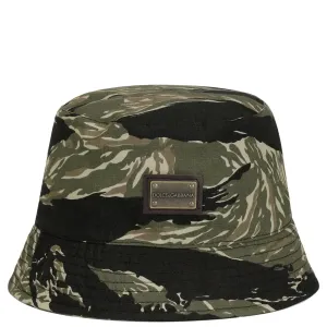 Dolce & Gabbana Boys Camouflage Logo Bucket Hat Khaki - XL KHAKI