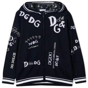 Dolce & Gabbana Boys All Over Hoodie Black - NAVY 10Y