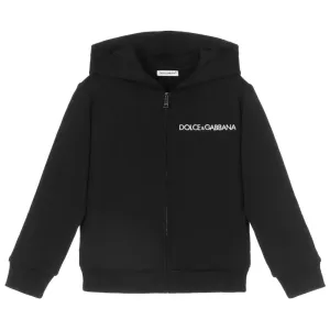 Dolce & Gabbana Boys Zip-Up Logo Hoodie Black - 10Y BLACK