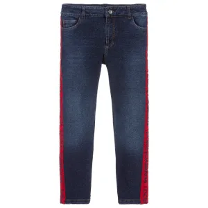 Dolce & Gabbana Boys Panel Jeans Blue & Red - MULTI COLOURED 8Y