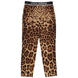Dolce & Gabbana Girls Leopard Print Silk Leggings Brown - 10Y BROWN