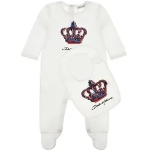 Dolce & Gabbana Baby Boys Bib & Babygrow Set White - WHITE 3/6M