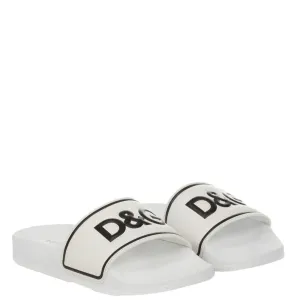 Dolce & Gabbana Boys Leather Sliders White - EU28 WHITE