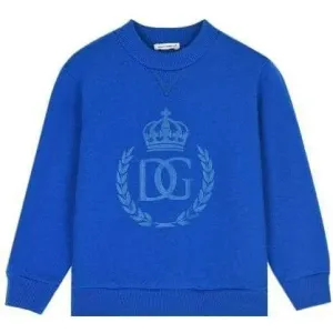 Dolce & Gabbana Boys Cotton Logo Sweater Blue - BLUE 10Y