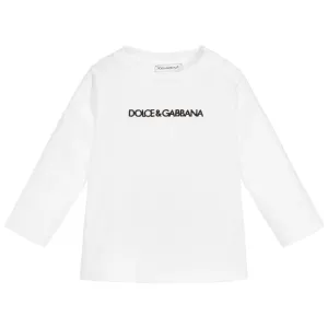 Dolce & Gabbana Baby Boys Logo Print Long-Sleeved T-Shirt White - WHITE 3/6M