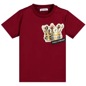 Dolce & Gabbana Boys Cotton Crown T-shirt Red - BURGUNDY 12Y