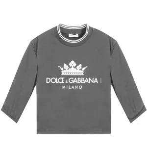 Dolce & Gabbana Boys Crown T-shirt Grey - GREY 10Y