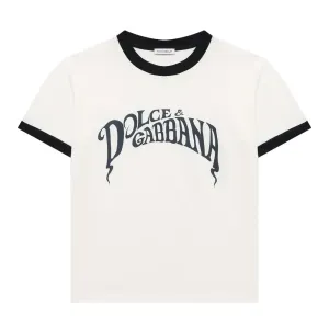 Dolce & Gabbana Boys Distorted Logo T-Shirt White - WHITE 8Y