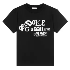 Dolce & Gabbana Boys Graphic Logo T-shirt Black - BLACK 12Y
