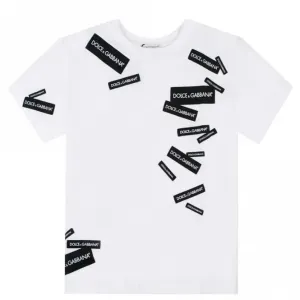 Dolce & Gabbana Boys Labelled T-Shirt White - WHITE 10Y
