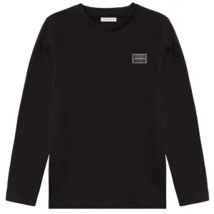 Dolce & Gabbana Boys Long Sleeve Metal Logo T-Shirt Black - BLACK 10Y