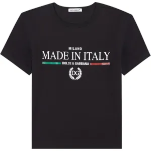 Dolce & Gabbana Boys Made In Italy Flag T-Shirt Black - BLACK 2Y