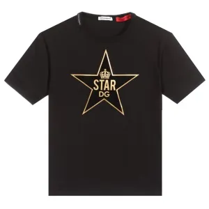 Dolce & Gabbana Boys Star Gold T-shirt Black - BLACK 10Y