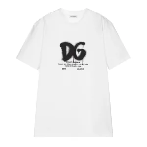 Dolce & Gabbana Boys White Spray Logo T-Shirt - 3M WHITE