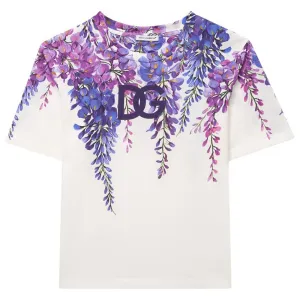 Dolce & Gabbana Girls Flower Graphic T-Shirt White - 10Y WHITE