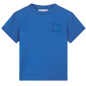 Dolce & Gabbana Jersey T-shirt with embossed logo Blue - 12M BLUE