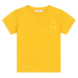 Dolce & Gabbana Jersey T-shirt with embossed logo Yellow - 18M YELLOW