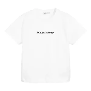 Dolce & Gabbana Unisex Kids Cotton Logo T-Shirt White - 2Y WHITE