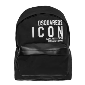 DSquared2 Men's ICON Slogan Nylon Backpack Black - BLACK ONE SIZE