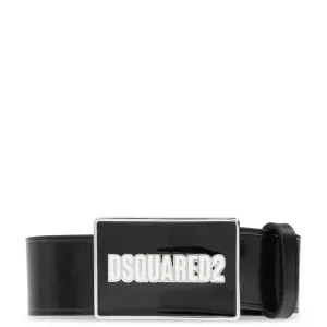 Dsquared2 Men's Logo Plaque Belt Black - 34W Black