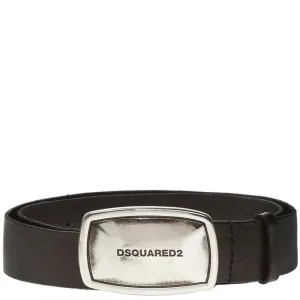 DSquared2 Men's Silver Business Plaque Belt Black - BLACK 32W