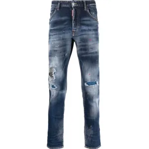 Dsquared2 Men's Distressed Paint Splatter Jeans Navy - 30W NAVY