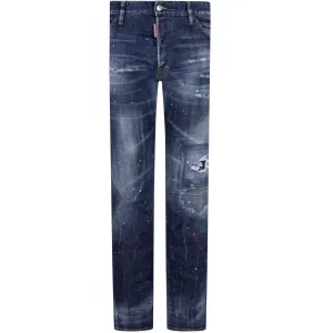 Dsquared2 Men's Distressed Red Paint Cool Guy Jeans Blue - BLUE 30 30