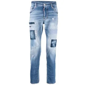 Dsquared2 Men's Patchwork Distressed-Effect Skinny Jeans Blue - 30W NAVY