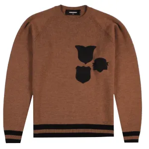 Dsquared2 Men's Badge Knitted Sweater Brown - BROWN XXL